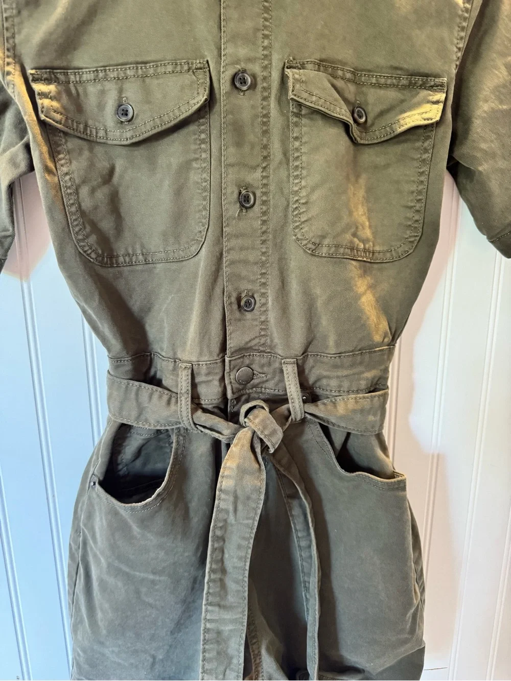 Universal Thread Olive Utility Romper | Belted | Button Front | Size 0
